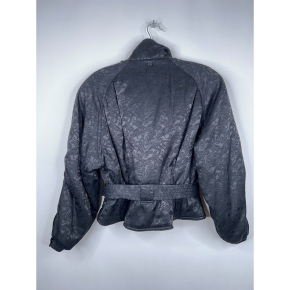 Vintage Huitieme Jacket Japan Black Paisley Snow Ski Style Puffer Belted Cropped - Picture 8 of 13